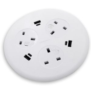 In-Desk Power Modules - Blinky with 3 power - 3.15A and 3 dual USB chargers 30W shared - A + C.